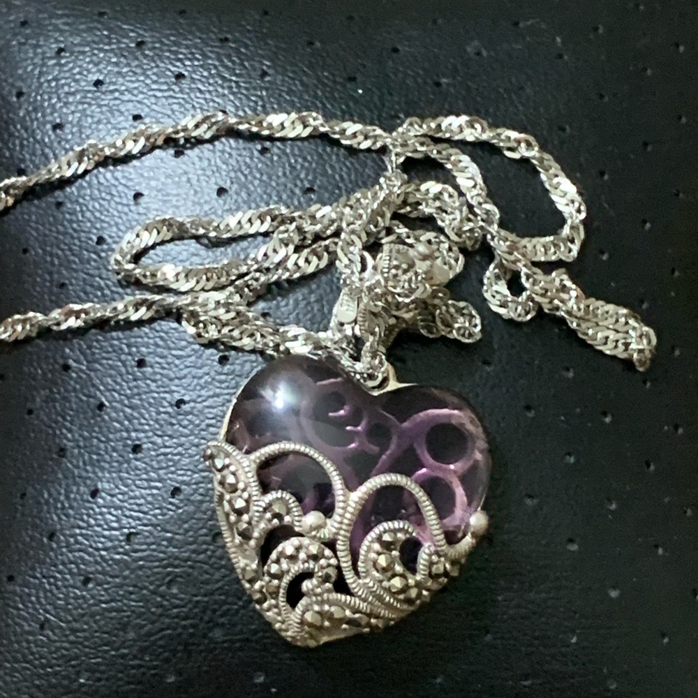 ITALY 925 STERLING SILVER NECKLACE STONE PENDANT - Picture 1 of 11
